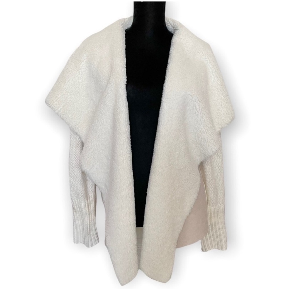 Umgee open front waterfall cotton blend long sleeve cardigan off-white size M